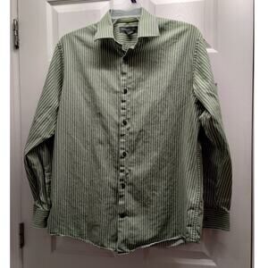 Banana Republic Factory Men's Size Large Green White Button Up Long Sleeve Shirt